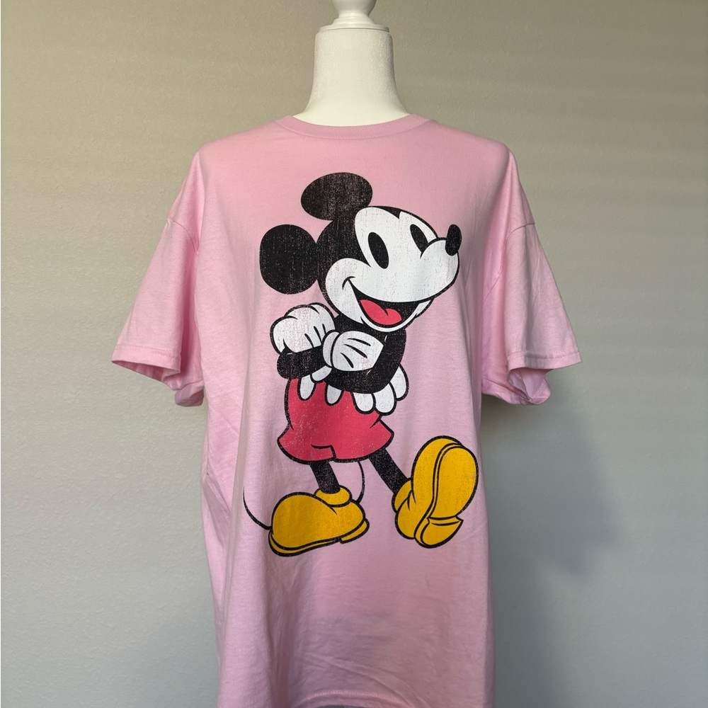 Disney Pink Mickey Mouse Oversized Graphic Tee NWOT - Picture 2 of 7